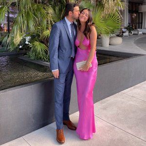 SOLD OUT Meshki Pink Maxi Satin Slip Dress